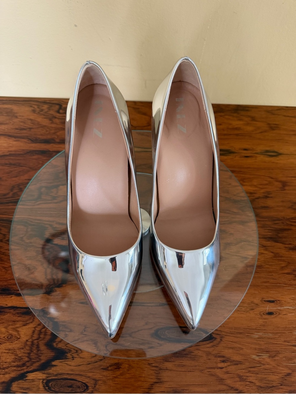 Silver Pointed-Toe High Heels